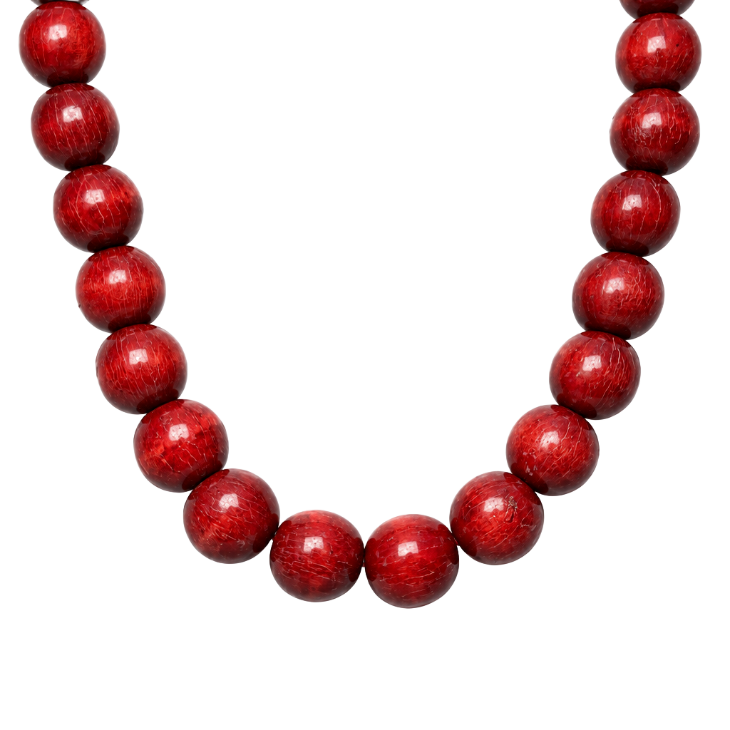 Red Wood Bead Statement Necklace 1