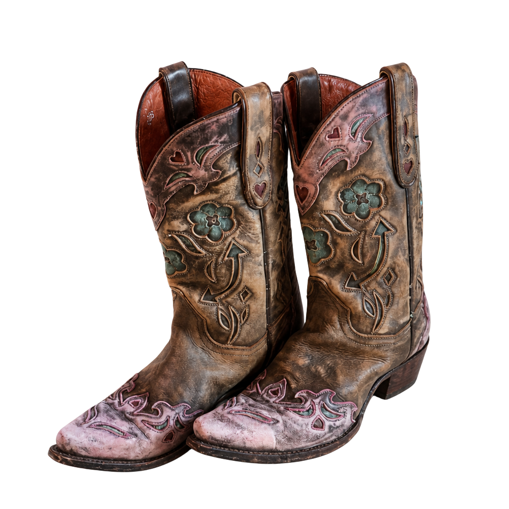 Dan Post Women's Vintage Bluebird Snip Toe Leather Cowboy Boots size 8.5 1