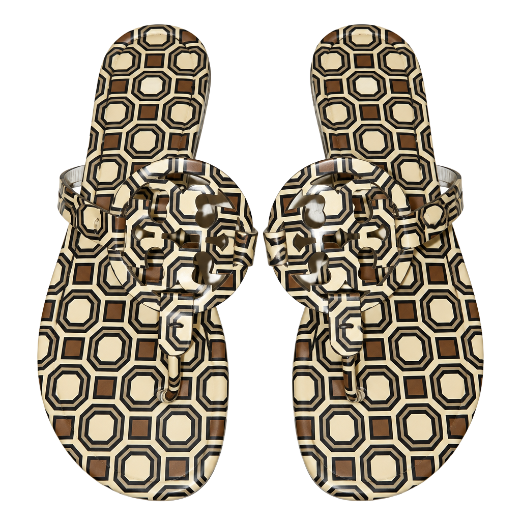Tory Burch Miller Sandals Geometric Print Patent Leather 1