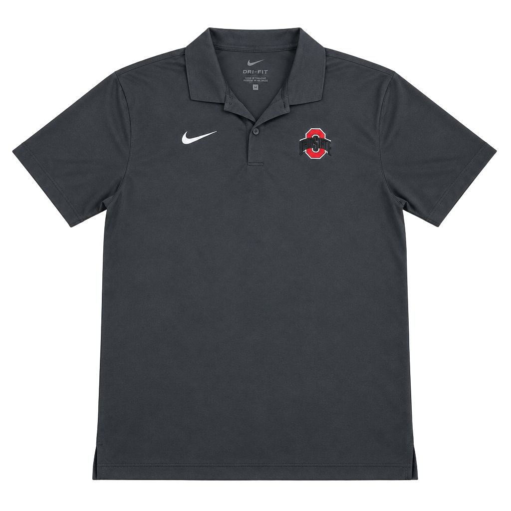 Ohio State Buckeyes Nike Dri-FIT Sideline Woven Gray Polo Size L 1