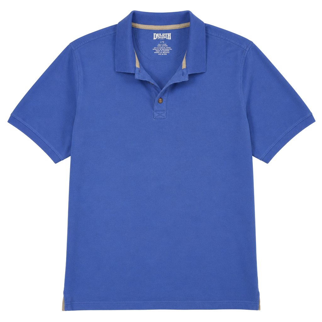 Duluth Trading Co. Men’s Polo Shirt, Large Tall, Sea Blue, 100% Cotton Short Sleeve 1