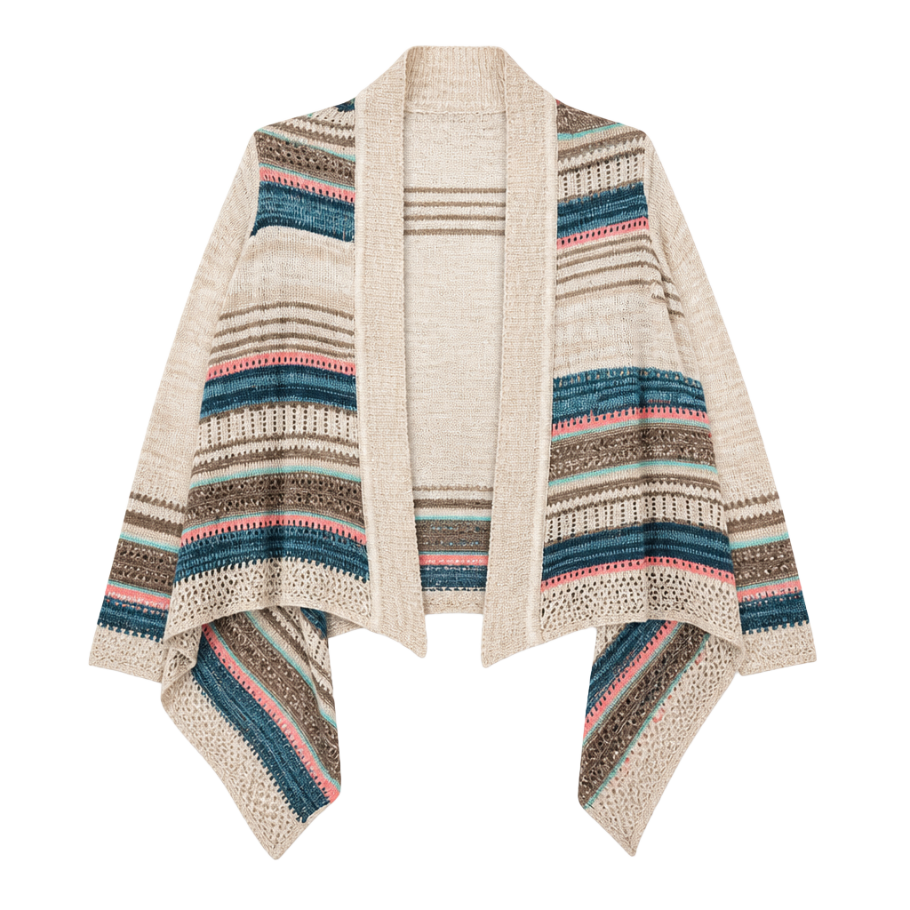Love on a Hanger Striped Open Front Waterfall Cardigan Sweater Size Medium 1