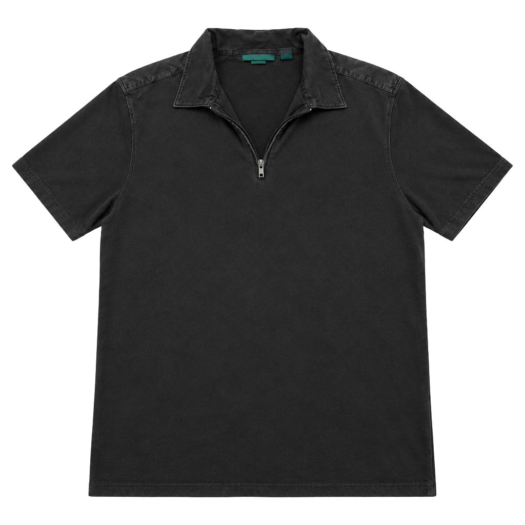 Perry Ellis Half Zip Polo Shirt Size L Black 1