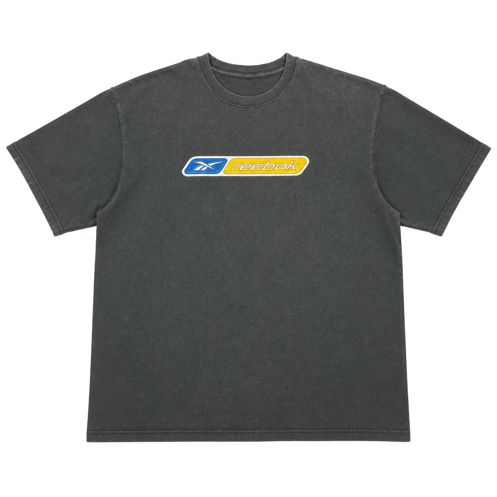 Vintage 90s Reebok Graphic Logo T-Shirt with Raised Rubberized Print 1