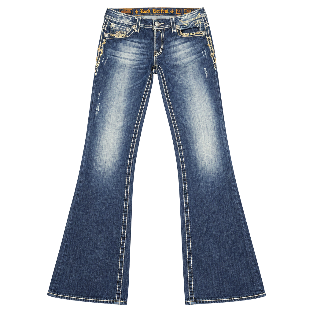 Rock Revival Amy Boot Jeans Size 34 Blue Embellished Bootcut 1