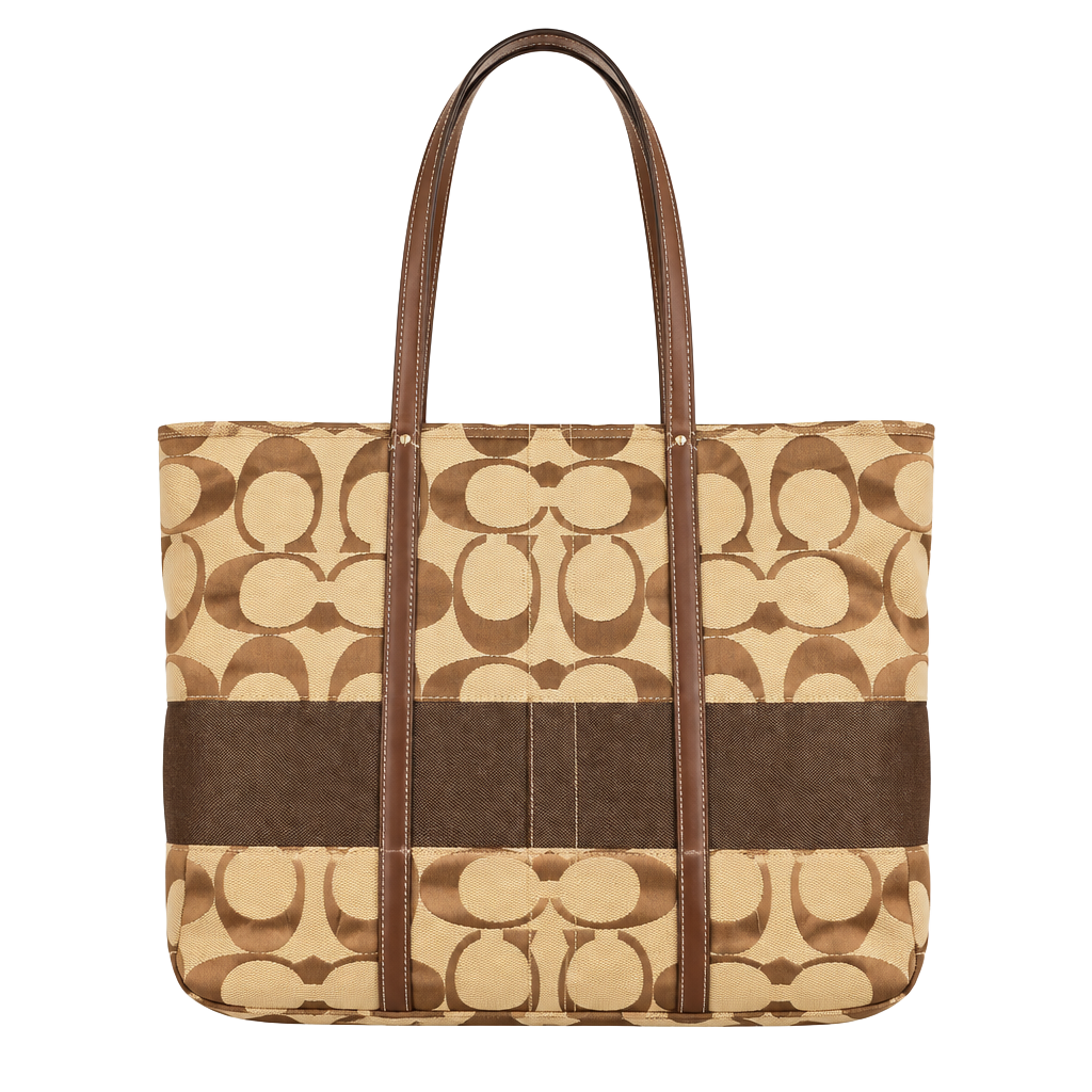 Coach Signature Stripe Tote Bag No D0767-11099 Brown Tan 1