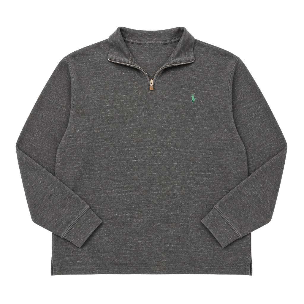 Polo Ralph Lauren Estate Rib Quarter-Zip Pullover Sweater Dark Grey 1