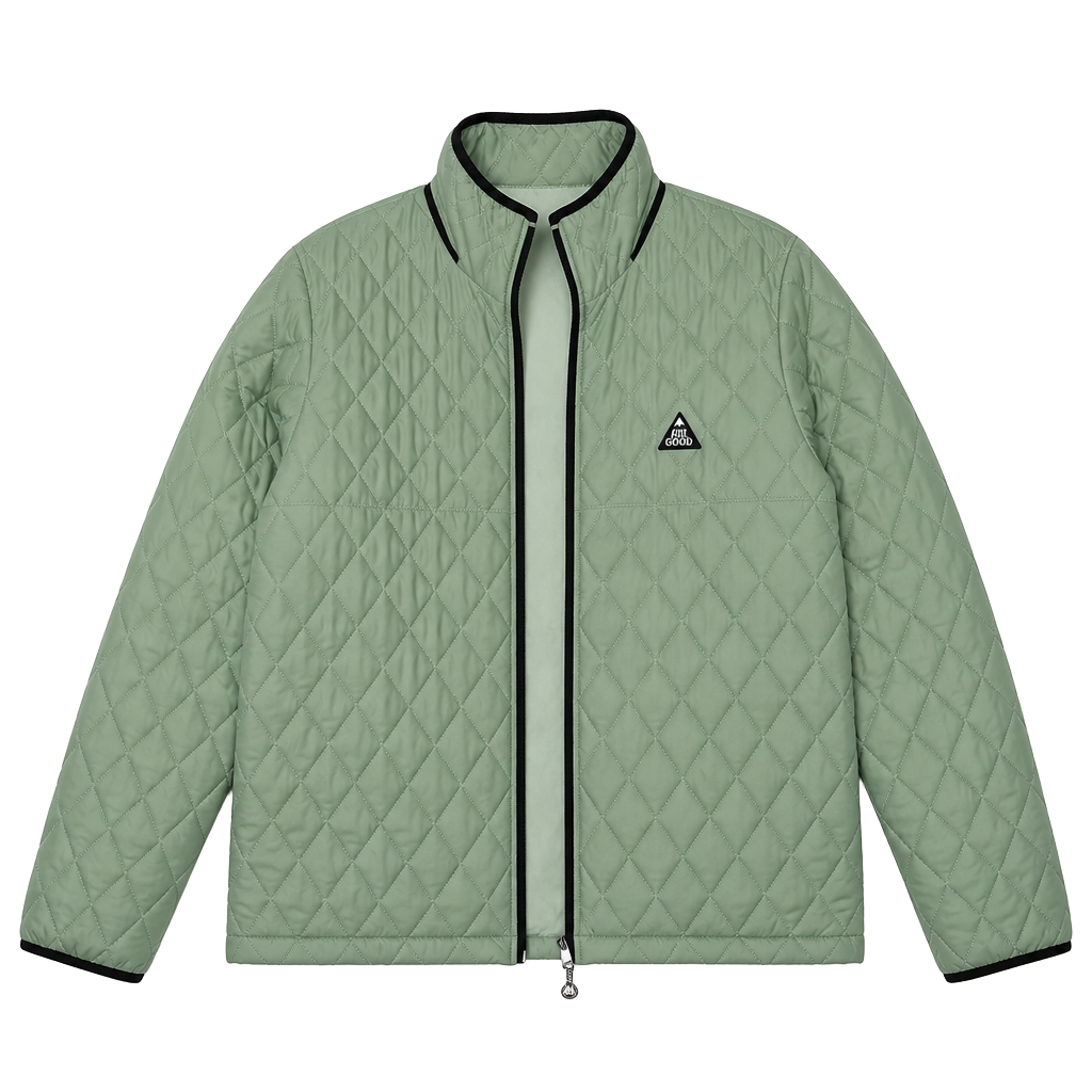 All Good Quilted Full Zip Jacket Sage Green 1