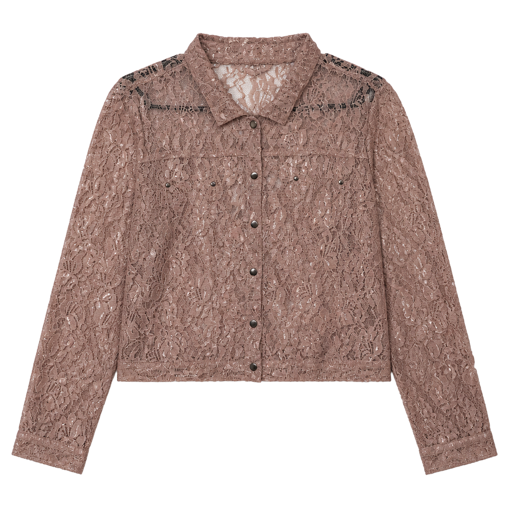 Body Central Mauve Lace Button Down Shirt Jacket 1