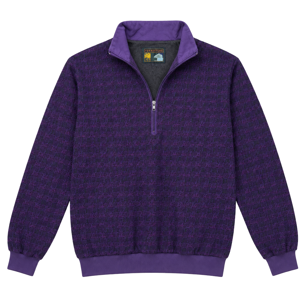 Forrester's 1/4 Zip Windbreaker Jacket Size M Purple Patterned 1