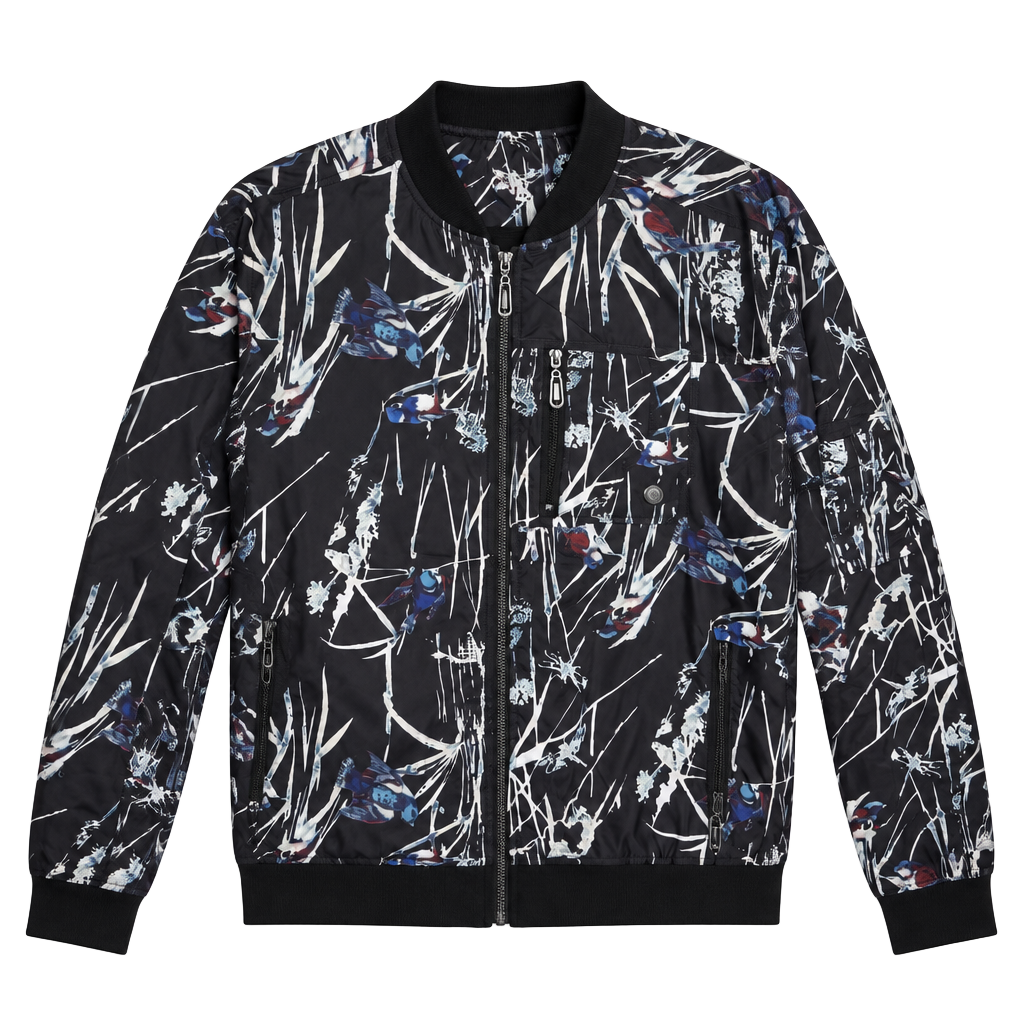 Zinovizo windbreaker Jacket Size M Black Bird Print 1
