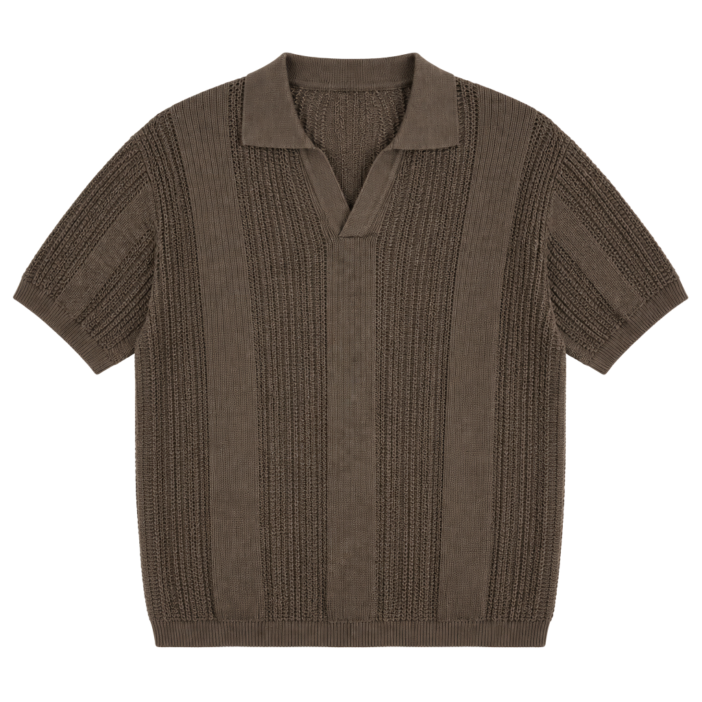 Enyce Knit Sweater Polo Shirt Brown 1