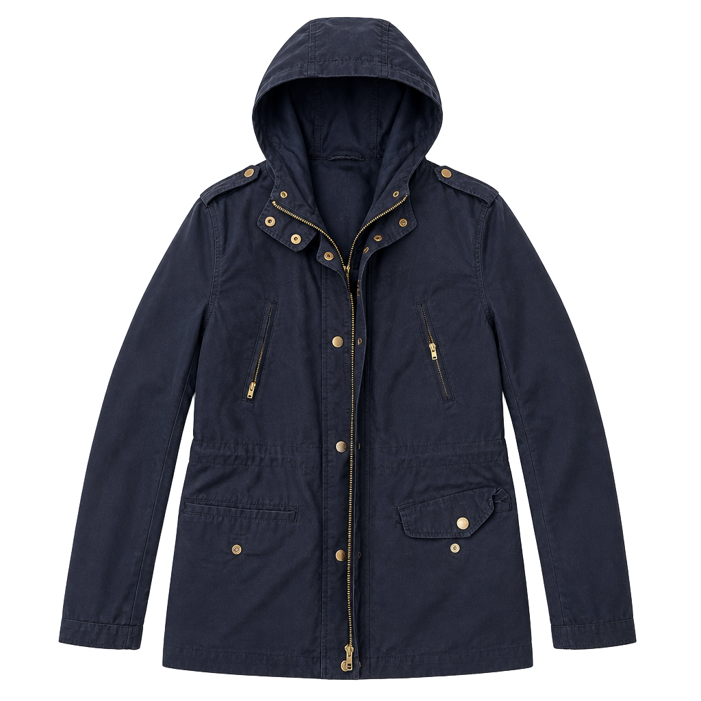 Love Tree Navy Blue Cotton Hooded Utility Jacket Size Large 1