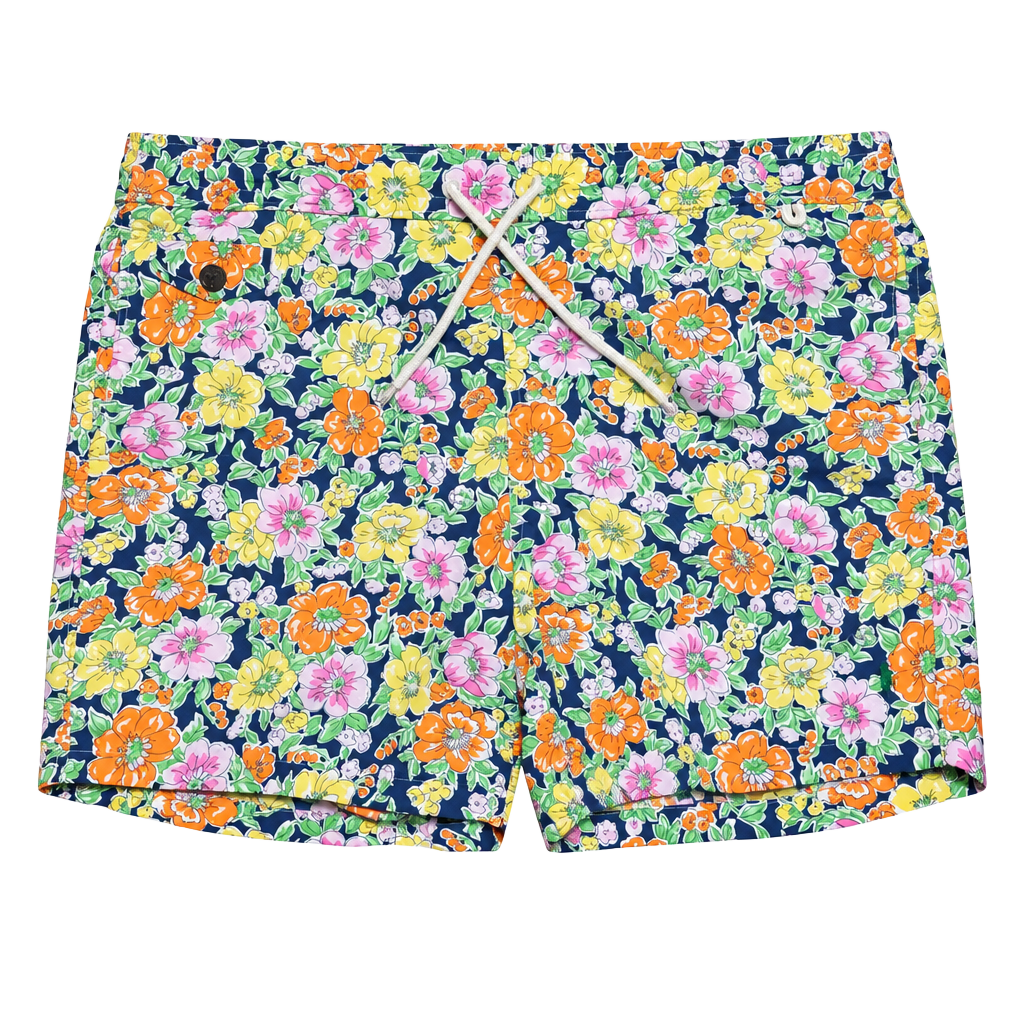 Polo Ralph Lauren Floral Swim Shorts Size M Navy Blue Tropical Trunks 1