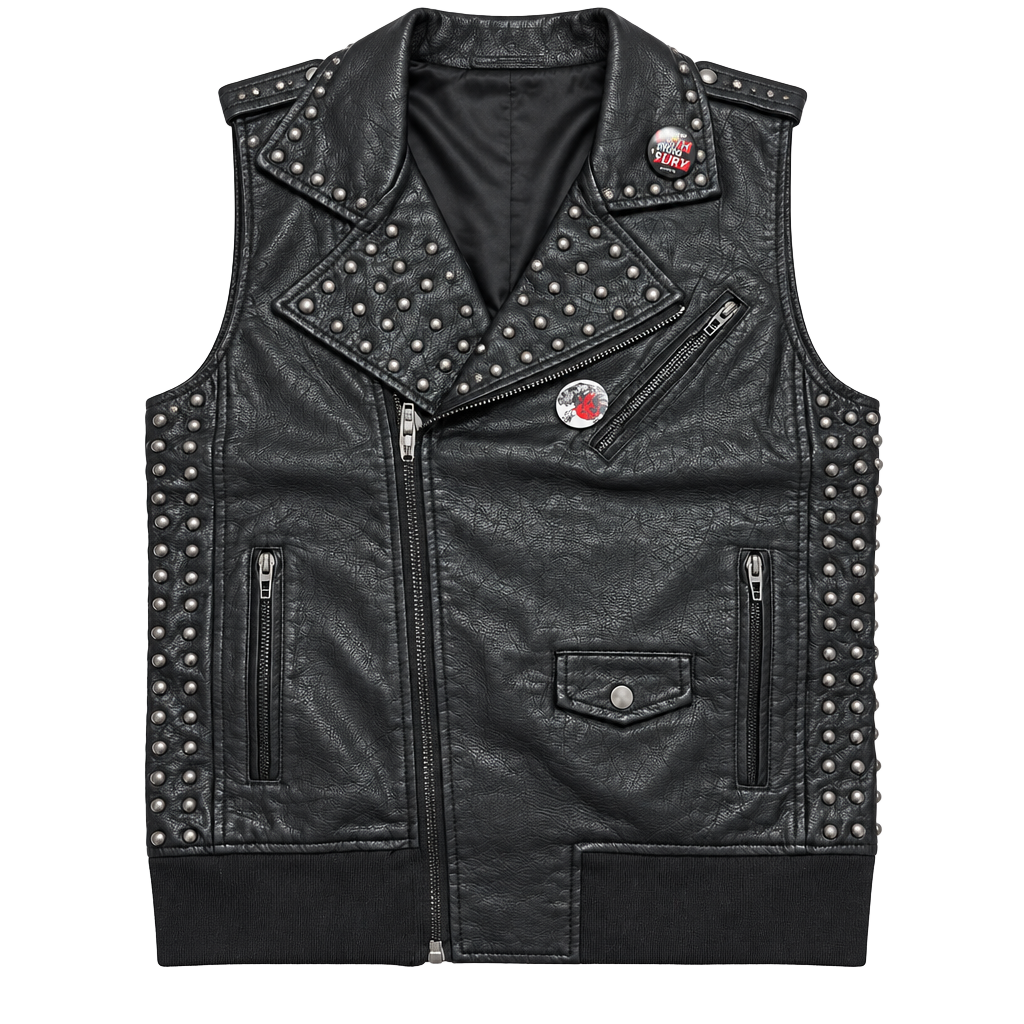Iro-Ochi Yokohama Moto Vest Size S Black Leather Studded Punk 1