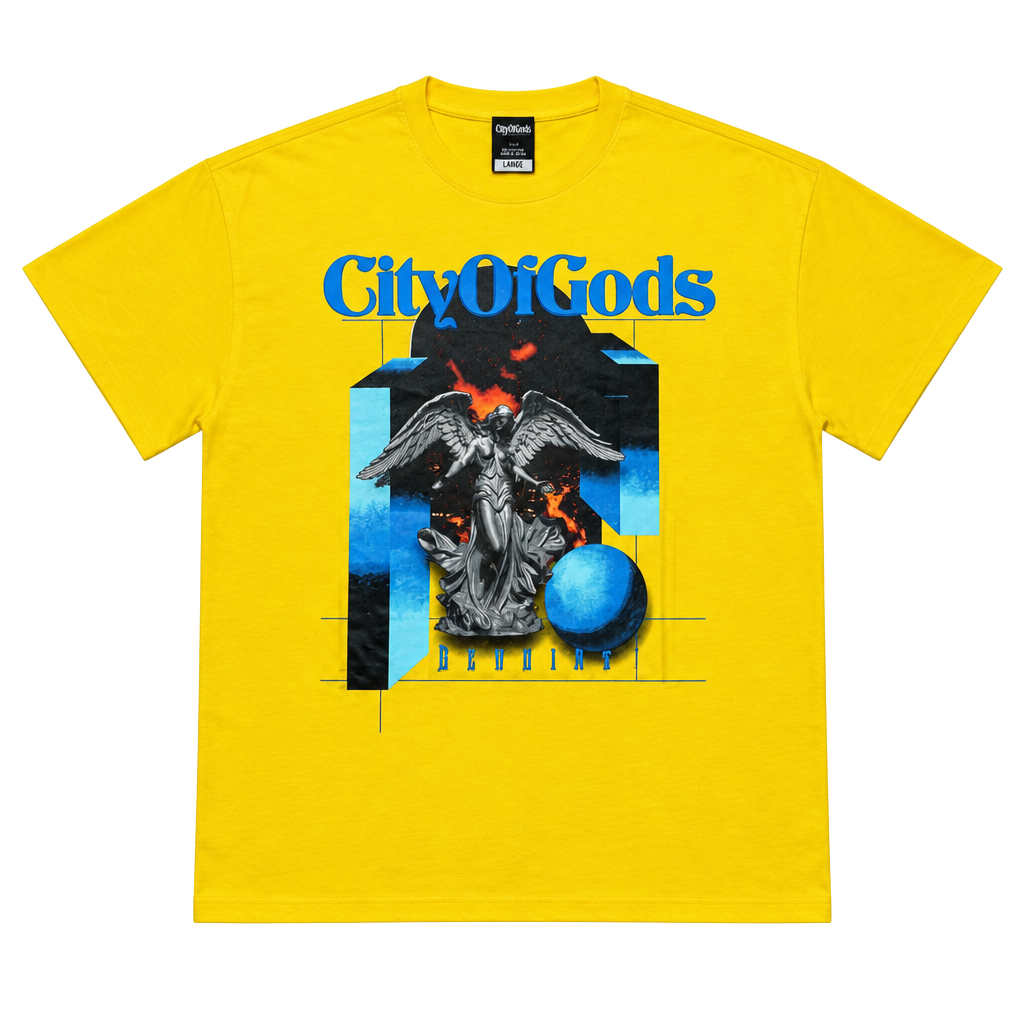 Genuine Authentic City Of Gods Graphic T-Shirt Size L Yellow GN3465 1