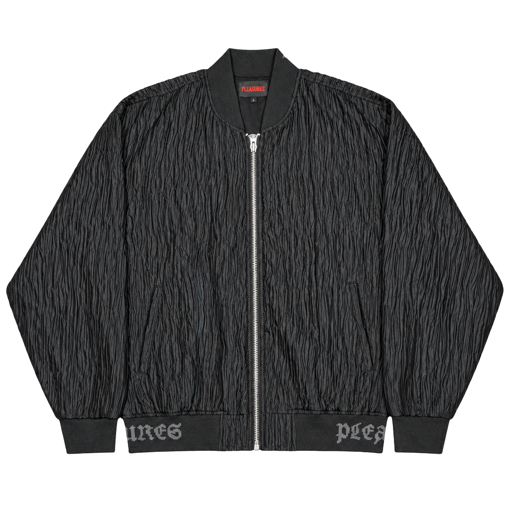 Pleasures Black Pleated Bomber Jacket Size L 1