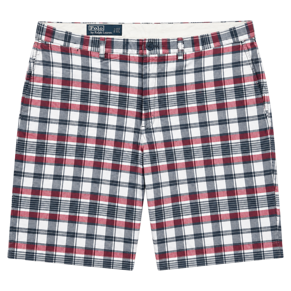 Polo Ralph Lauren Plaid Shorts Size 38 Red White Blue Cotton 1