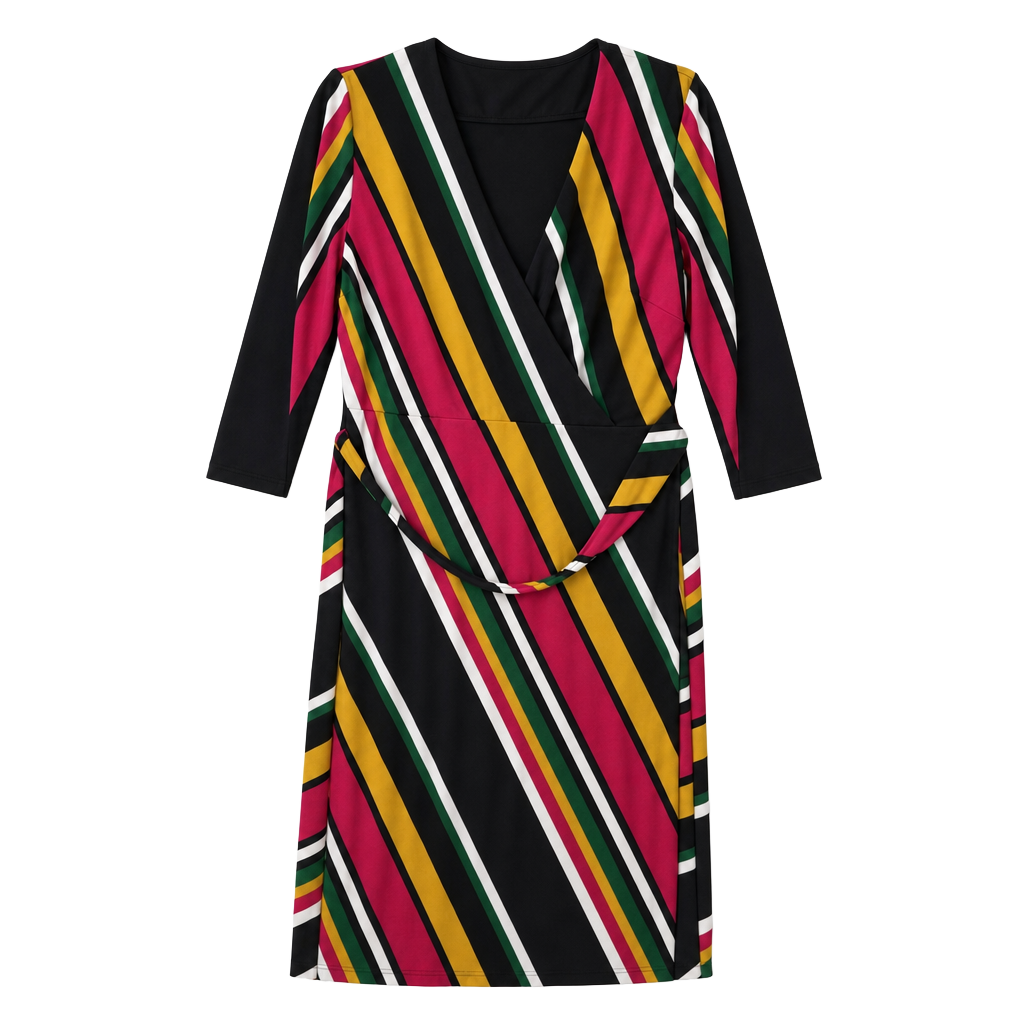 INC International Concepts Women's Size L Striped Wrap Dress 1