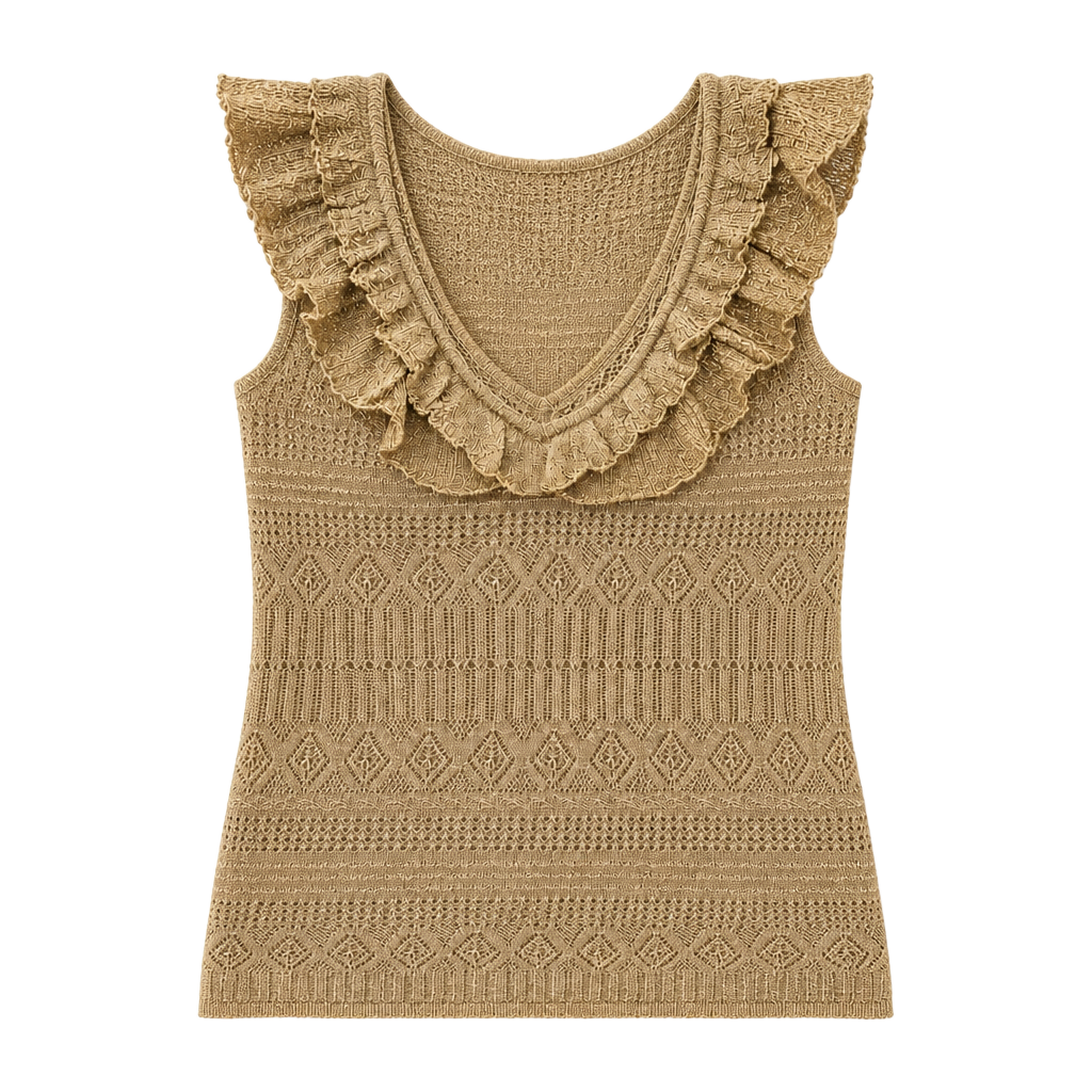 INC International Concepts Metallic Gold Ruffle Knit Tank Top 1