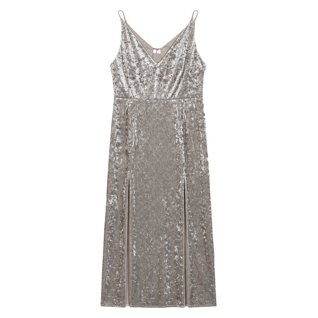 Calvin Klein Crushed Velvet V-Neck Maxi Dress 1