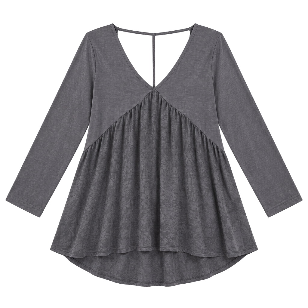 love on a hanger V-Neck Babydoll Top Size L Gray 1