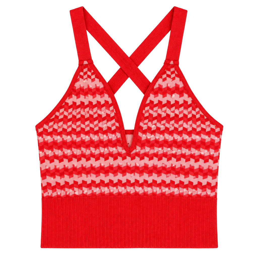 Free People Movement Crop Tank Size XS/S Red White Patterned Activewear 1