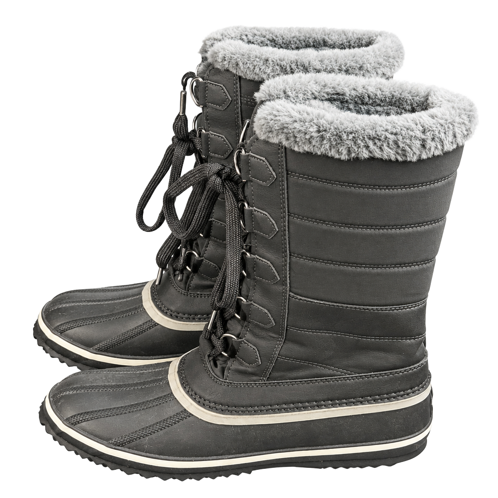 JBU Sabine Snow Boots Size 9M Black Faux Fur Winter Duck Boots 1