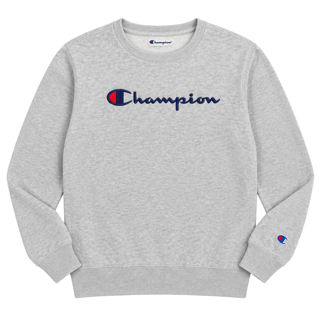 Kids Champion Crewneck Sweatshirt XL Gray Embroidered Logo Pullover 1