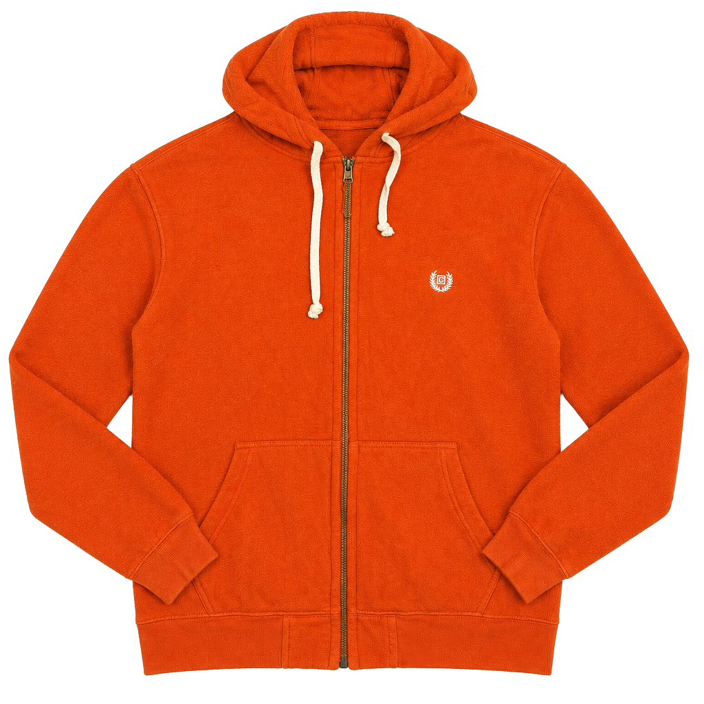Chaps Sueded Fleece Full Zip Hoodie Size XXL Orange 1
