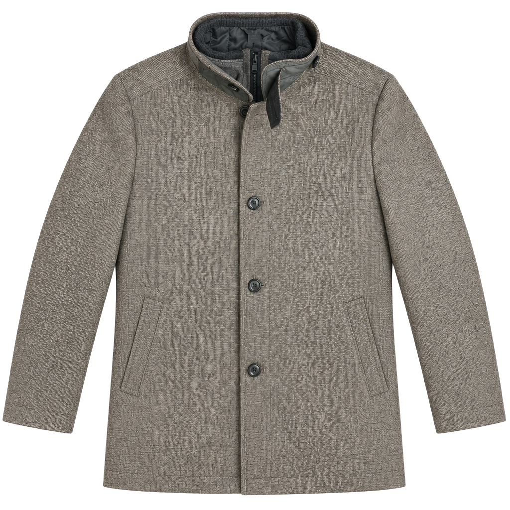 Hugo Boss Car Coat Size 44R Brown Quilted Wool Blend Removable Bib Jacket 1