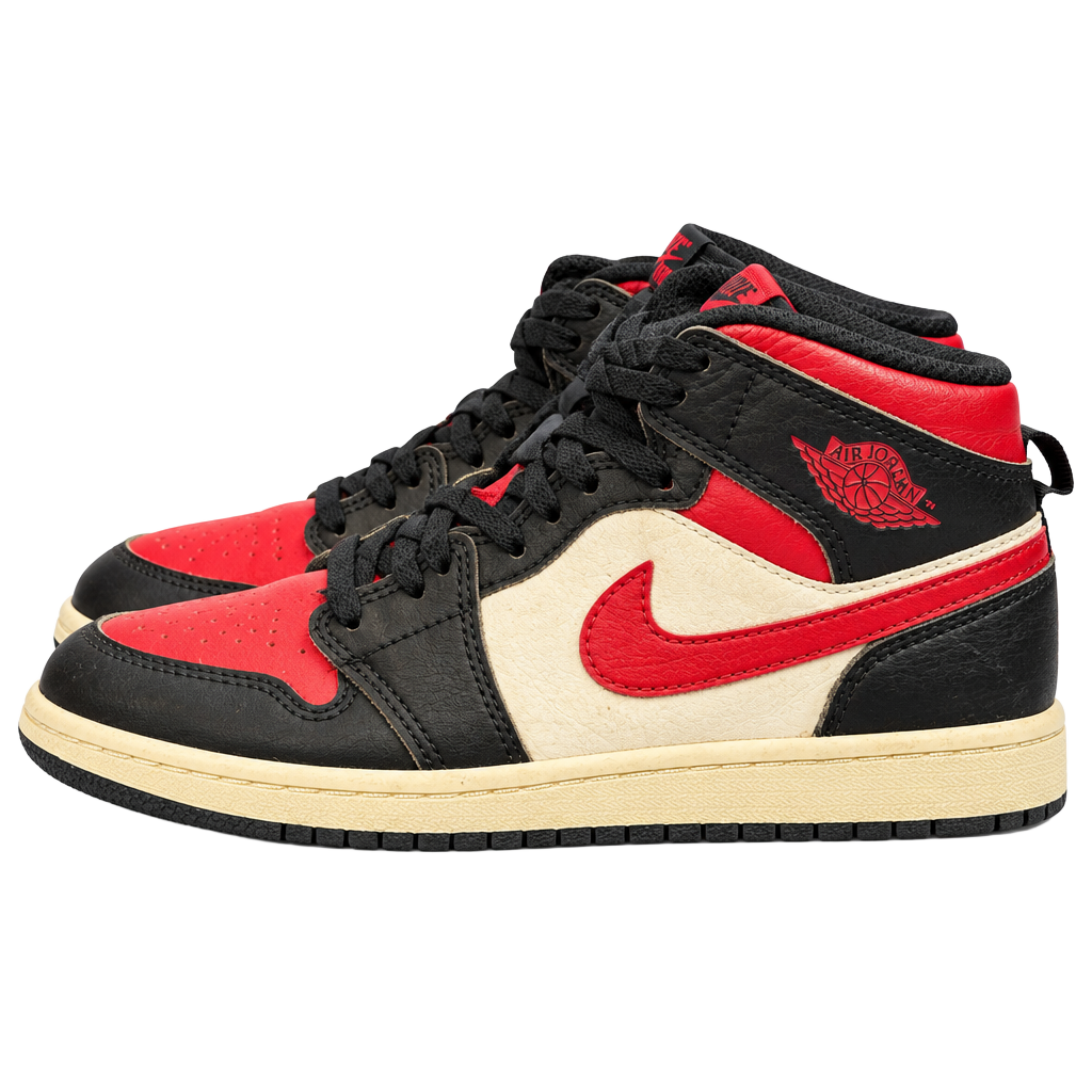 Nike Air Jordan 1 Mid Ultra PK Size 1Y Black Red White Sneakers 1