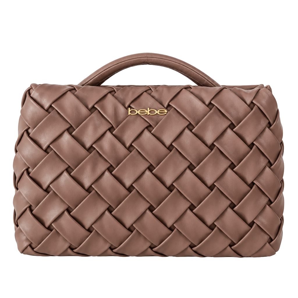 bebe Woven Faux Leather Handbag Brown 1