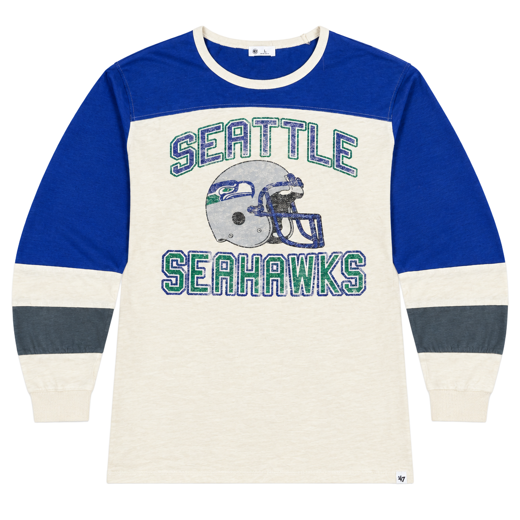 '47 Seattle Seahawks Long Sleeve T-Shirt Size woman's 3X Cream Royal 1