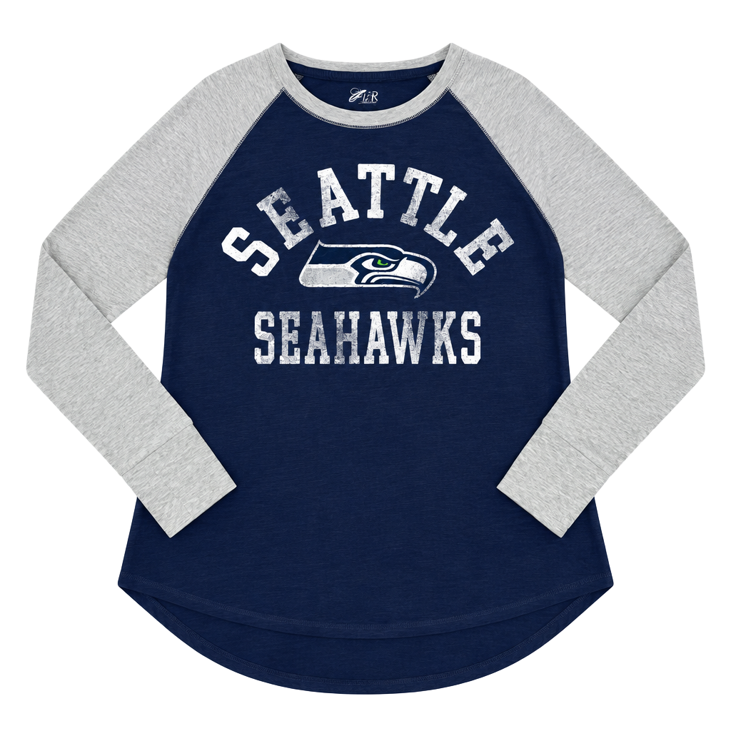 G-III 4Her Seattle Seahawks Waffle Knit Raglan Long Sleeve T-Shirt Size L 1
