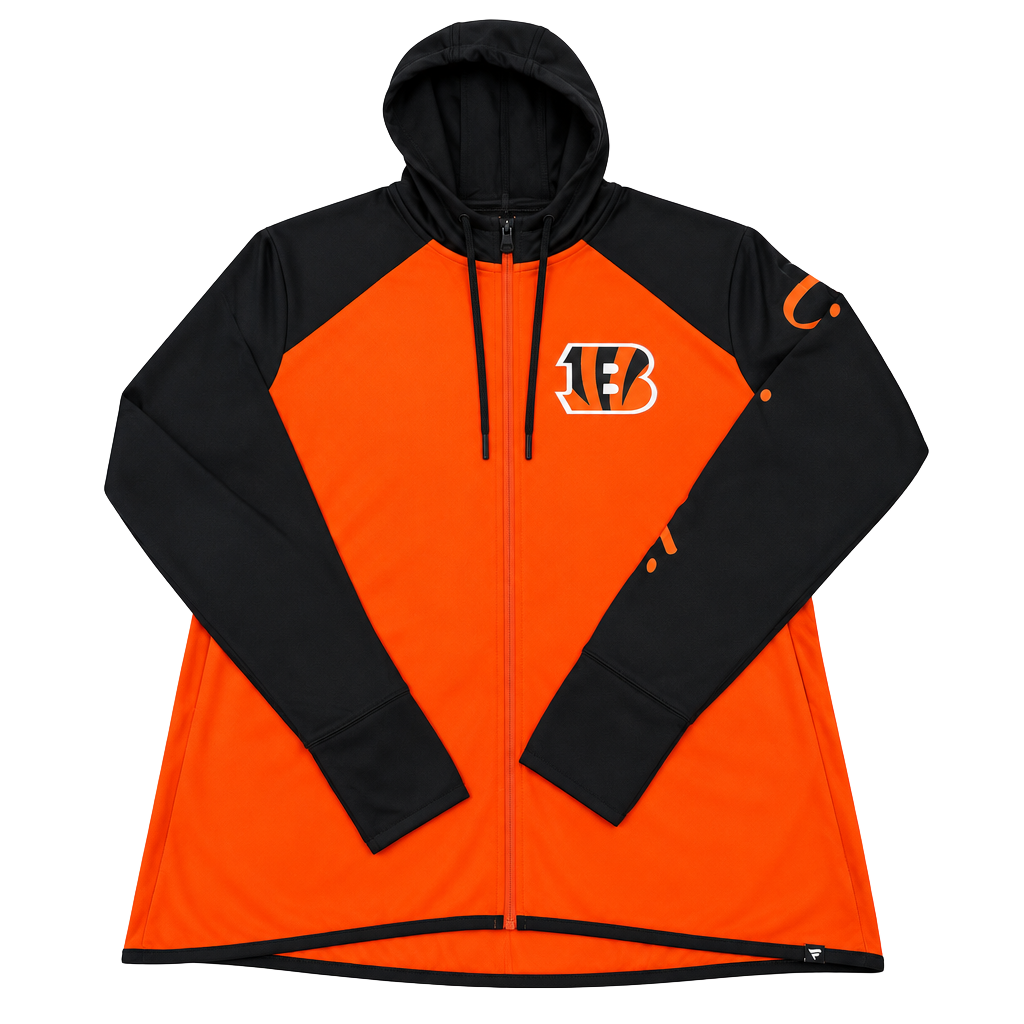 Women's Fanatics Cincinnati Bengals Lightweight Raglan Full-Zip Hoodie Jacket 1