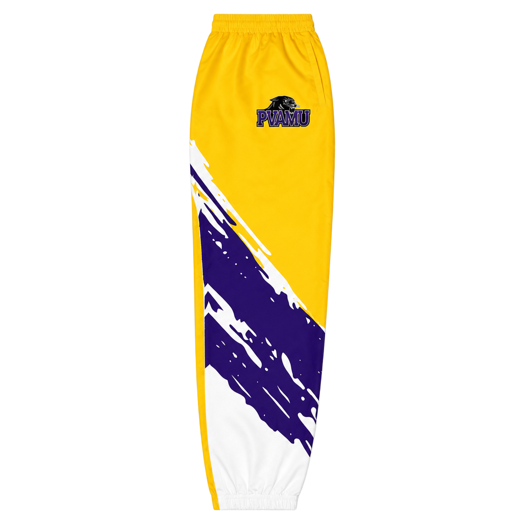 Prairie View A&M University Nylon Track Pants Size L Yellow Purple White 1