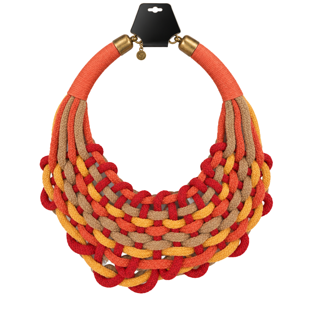 Unbranded Woven Rope Statement Necklace Fall Colors 1