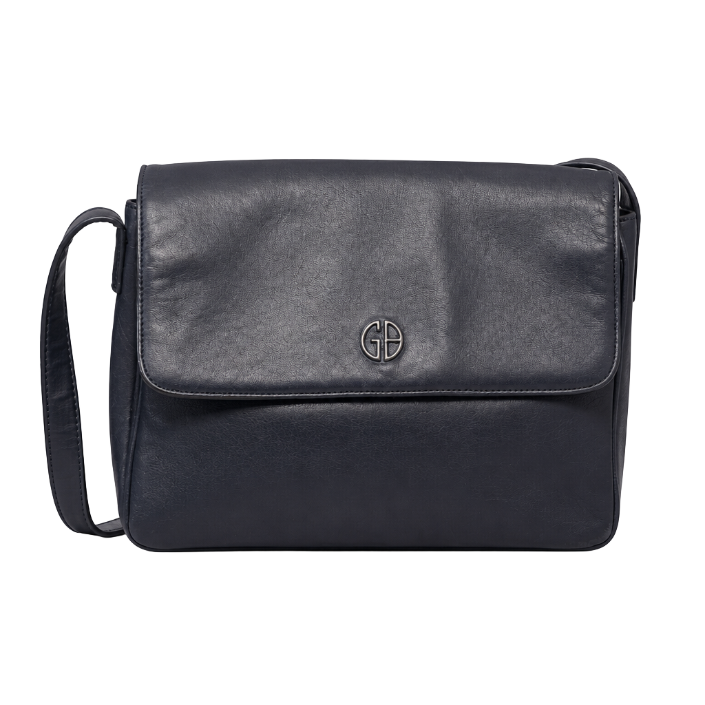 Giani Bernini Navy Blue Leather Triple Gusset Crossbody Bag 1