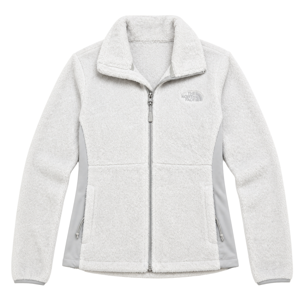 The North Face Women's Osito Hybrid Full Zip Fleece Jacket White/Grey 1