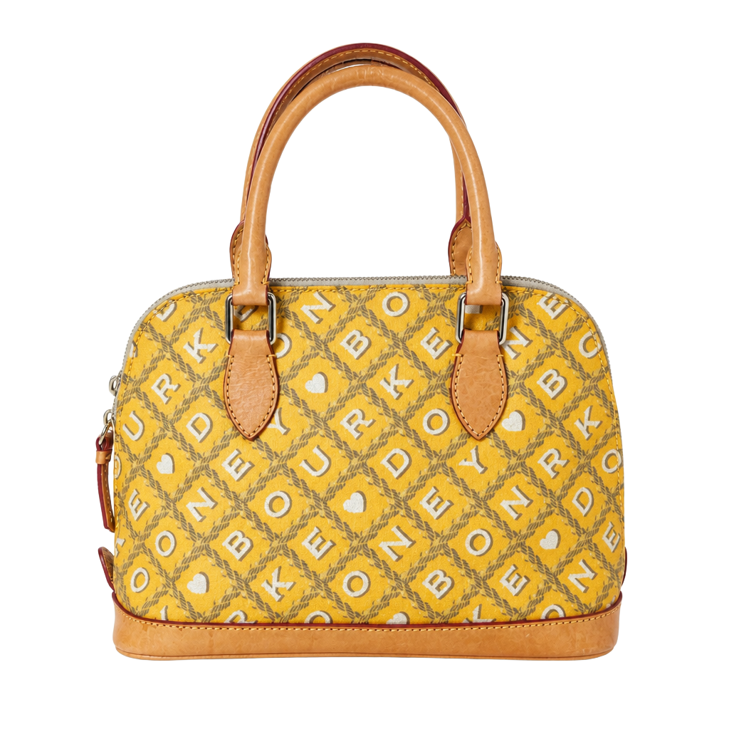 Dooney & Bourke It Bag Yellow Monogram Canvas Heart Charm Satchel 1