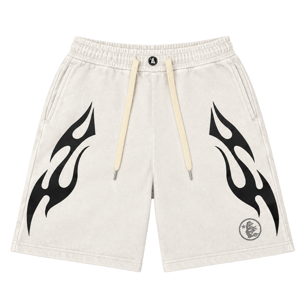 Hellstar Tribal Flame Shorts Size S White Sweatshorts 1