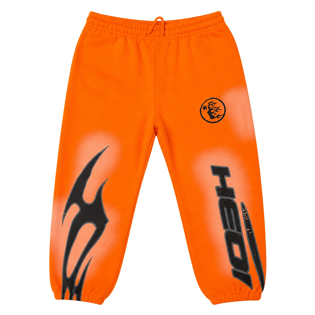 Hellstar Fire Sweatpants Size L Orange Dye 1