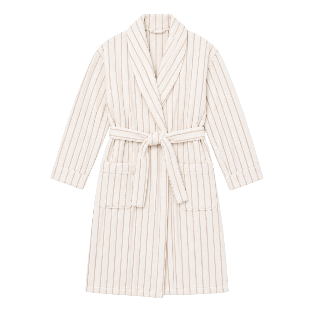 Cozy Earth Striped Luxe Bath Robe Sand/Seashell Size XS 1