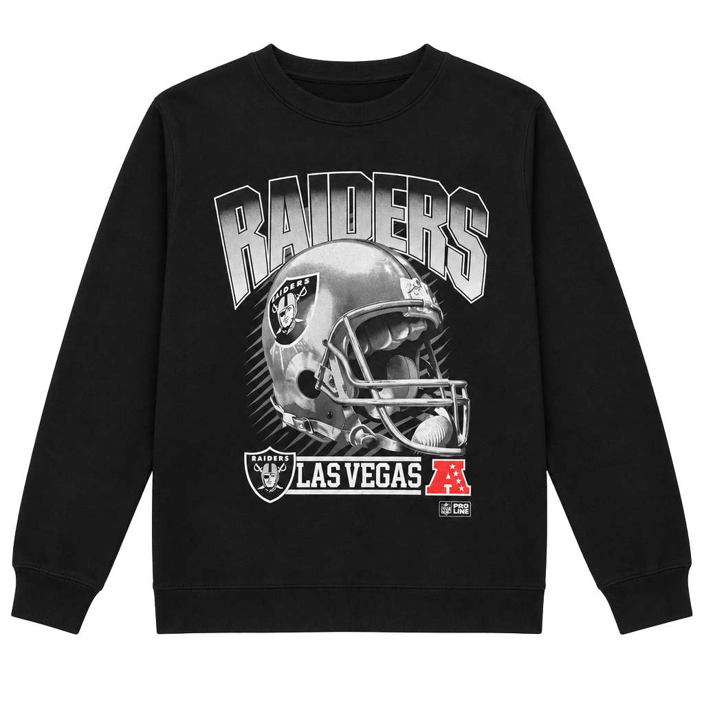 NFL Team Apparel Las Vegas Raiders Sweatshirt Size L Black Helmet Graphic 1