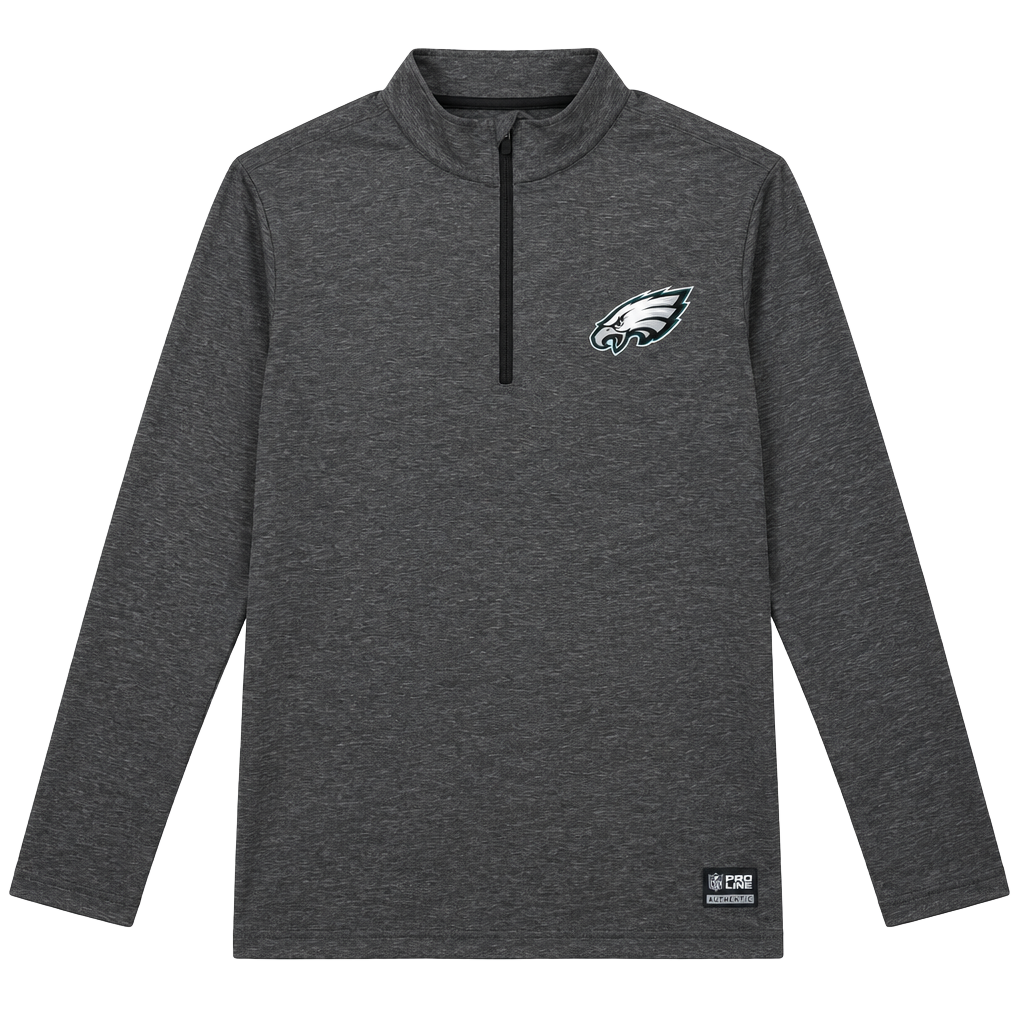 Ultra Game Philadelphia Eagles Size M Charcoal Quarter-Zip Pullover 1