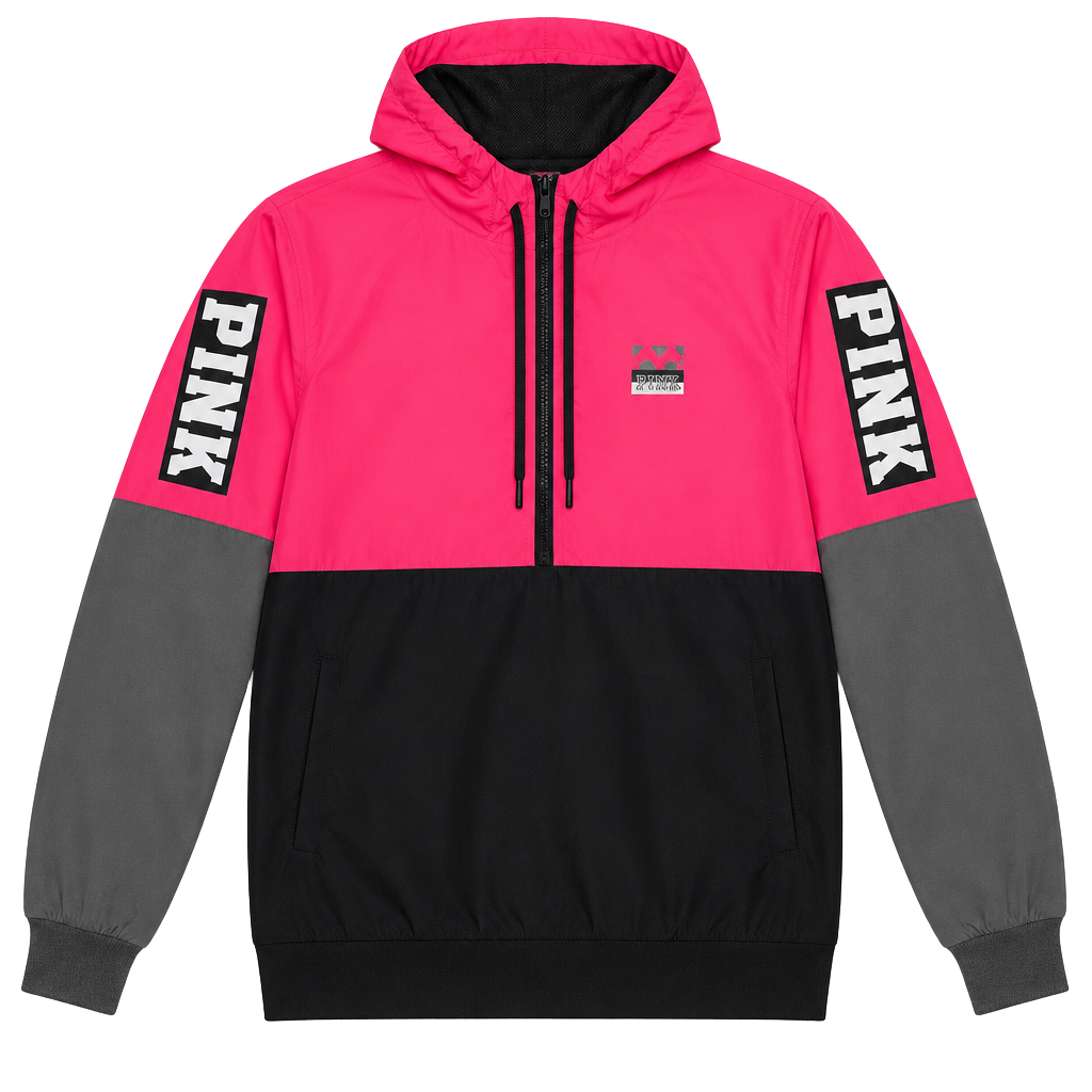Pink Victoria's Secret Anorak Jacket Size XS/S Neon Pink Black Gray 1