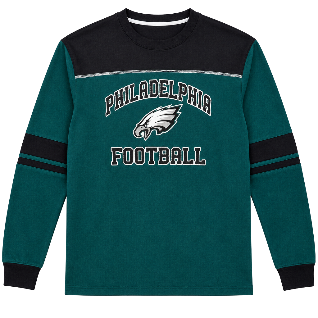 NFL Philadelphia Eagles Long Sleeve Shirt Size M Green Black Football 1