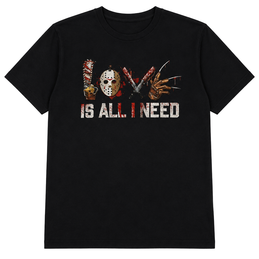 Zuni Sportwear Horror Graphic T-Shirt Size M Black Love Is All I Need 1
