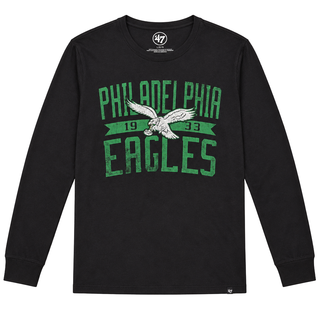 47 Brand Philadelphia Eagles Long Sleeve T-Shirt Size L Black 1
